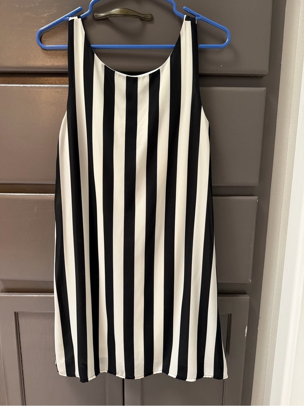 Coveted Clothing Black & White Vertical Stripe Mini Dress